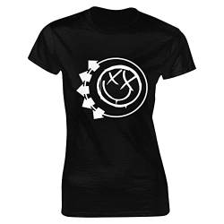 Blink-182 Merch Womens Schwarz Crew Neck T Shirt Damen Kurzarm Rundhals Band Baumwolle Tshirts Für Frauen Kurzarmshirt von HKMEI