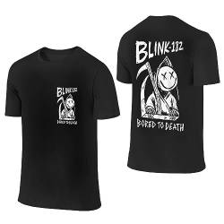 Blink T-Shirt 182 Merch Mens Crew Neck Baumwolle T Shirt Herren Kurzarm Rundhals Band Tshirts Für Männer Kurzarmshirt von HKMEI