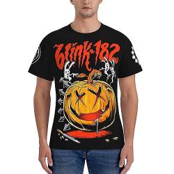 Blink T-Shirt 182 Merch Mens Crew Neck T Shirt Herren Kurzarm Rundhals Band Tshirts Für Männer Kurzarmshirt von HKMEI