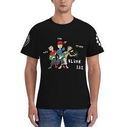 Blink T-Shirt 182 Merch Mens Crew Neck T Shirt Herren Kurzarm Rundhals Band Tshirts Für Männer Kurzarmshirt von HKMEI