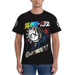 Blink T-Shirt 182 Merch Mens Crew Neck T Shirt Herren Kurzarm Rundhals Band Tshirts Für Männer Kurzarmshirt von HKMEI