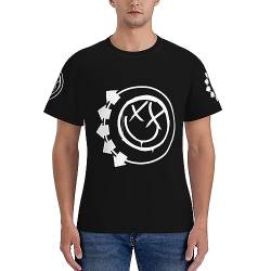 Blink T-Shirt 182 Merch Mens Crew Neck T Shirt Herren Kurzarm Rundhals Band Tshirts Für Männer Kurzarmshirt von HKMEI