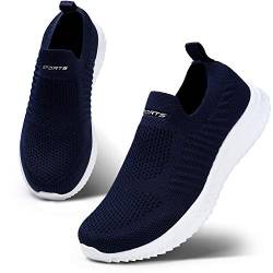 HKR Damen Slip On Sneakers Wanderschuhe Leichte Walkingschuhe Atmungsaktiv Freizeitschuhe Outdoor Gym Bequem Turnschuhe Blau 38 EU von HKR