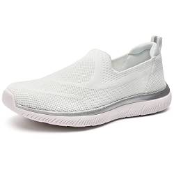 HKR Damen Sneaker Atmungsaktiv Turnschuhe Sportschuhe Leichte Walkingschuhe Halbschuhe Gesundheitsschuhe Slip on Schuhe Sommer Weiss 42 EU von HKR