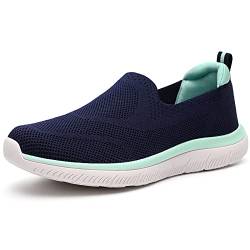 HKR Turnschuhe Damen Bequem Slip on Sneakers Mesh Laufschuhe Leichte Sportschuhe Memory Foam Schuhe Ohne Schnürsenkel Marineblau 40 EU von HKR