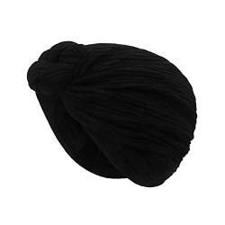 Turbanhut Damen Sommer Kopftuch Knoten Headwrap Elastisch Turban Mütze Atmungsaktiv Kopfwickel Weich Afrikanisch Turbankappe Modisch Indischer Hut Mädchen Turban für Strand Haarschutz Chemo Schwarz von HKSCKJ