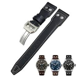 HKTS 22 mm Echtleder-Uhrenarmband für IWC Big Pilot Watch Mark 18 Spitfire Top Gun Hamilton Rindsleder, weiches Uhrenarmband, Rose Buckle, Achat von HKTS