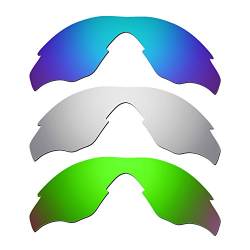 HKUCO Mens Replacement Lenses For Oakley M2 Blue/Titanium/Emerald Green Sunglasses von HKUCO