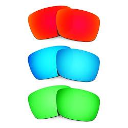 HKUCO Plus Mens Replacement Lenses For Oakley Fuel Cell Red/Blue/Emerald Green Sunglasses von HKUCO