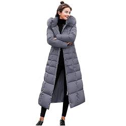 HKUOPW Jacken Damene Einfarbige Luftige Langarms Weite Daunenmantel Hausanzug Wintern Daunenmantel Woman Mit Reißverschluss Extra Lang Polyester Basic mit Kapuze von HKUOPW