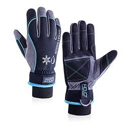 HLDD HANDLANDY Wasserdichte Handschuhe für Herren, Winddichte Thermohandschuhe, Touchscreen Winterhandschuhe, Skihandschuhe Warme Arbeitshandschuhe Snowboard (Blau, M) von HLDD HANDLANDY