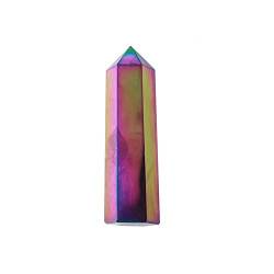 HLELU Galvanik-Regenbogen-Obsidian-Kristall, sechseckige Säule, Obelisk, natürlicher Kristallstein, Punktstab WEISHENYIN von HLELU