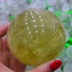 HLELU Home Decor, 9–10 cm, natürliche Citrin-Kristallkugel, gelbe Quarz-Edelsteinkugel, Reiki-Heilgeschenke, natürlicher Kristall WEISHENYIN von HLELU