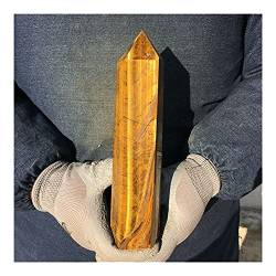 HLELU Natürlicher Tigerauge-Stein-Obelisk-Kristallstab-Punkt Reiki WEISHENYIN (Material : 1.3-1.5kg) von HLELU
