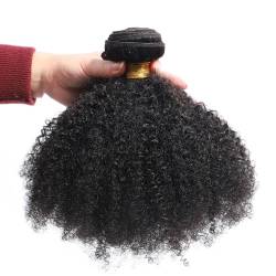 Echthaarbündel Afro Kinky Curly Bundles Echthaar for schwarze Frauen Natürliche flauschige Haarverlängerungen Afro Curly Weave Bundles Natürliche Farbe Haarverlängerungen (Size : 10 inches) von HLHLOP777