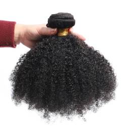 Echthaarbündel Afro Kinky Curly Bundles Echthaar for schwarze Frauen Natürliche flauschige Haarverlängerungen Afro Curly Weave Bundles Natürliche Farbe Haarverlängerungen (Size : 18 inches) von HLHLOP777