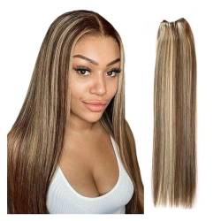 Echthaarbündel Brasilianische glatte Haarwebart-Bündel, 35,6–71,1 cm, Höhenverhältnis, Remy-Haarverlängerungen, 100 g/Stück Haarverlängerungen (Size : 3Pcs/Lot, Color : P4-613_28INCHES) von HLHLOP777