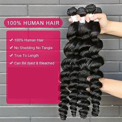 Echthaarbündel Rohe Peruanische Haarwebart Bundles Menschliches Haar Bundles 30 Zoll Lose Welle Bundle Remy Extensions1/ 3/4 Bundles for Frauen Haarverlängerungen (Size : 24 24 24 24) von HLHLOP777