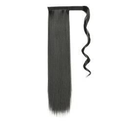 Pferdeschwanz Haarverlängerung 22 Zoll lange, gerade Pferdeschwanz-Verlängerung, umwickelbare Clip-on-Pferdeschwanz-Haarverlängerung, hitzebeständige synthetische glatte Haare, Pferdeschwanz-Haarteile von HLHLOP777