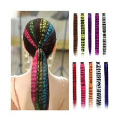 Pferdeschwanz Haarverlängerung Feder-Haarverlängerung, 45,7 cm, farbiges Kunsthaar, Feder, bunte Kunsthaarverlängerung, gemischte Farben, glatte Haarteile for Frauen und Mädchen Ponytail Braid Extensi von HLHLOP777