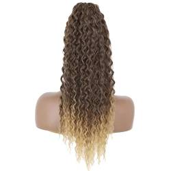 Pferdeschwanz Haarverlängerung Langwelliger lockiger Pferdeschwanz mit Kordelzug, 66 cm, synthetische Clip-in-Pferdeschwanz-Extensions for schwarze Frauen, Afro-Locken-Pferdeschwanz mit Kordelzug, fal von HLHLOP777