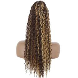 Pferdeschwanz Haarverlängerung Langwelliger lockiger Pferdeschwanz mit Kordelzug, 66 cm, synthetische Clip-in-Pferdeschwanz-Extensions for schwarze Frauen, Afro-Locken-Pferdeschwanz mit Kordelzug, fal von HLHLOP777