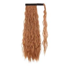 Pferdeschwanz Haarverlängerung Pferdeschwanz-Extensions, 22/34 Zoll langer Afro-Locken-Wickel-Pferdeschwanz, lockiges, gewelltes synthetisches Haarteil for Frauen, gefälschte Pferdeschwänze, Clip-in-H von HLHLOP777