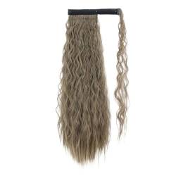 Pferdeschwanz Haarverlängerung Pferdeschwanz-Extensions, 22/34 Zoll langer Afro-Locken-Wickel-Pferdeschwanz, lockiges, gewelltes synthetisches Haarteil for Frauen, gefälschte Pferdeschwänze, Clip-in-H von HLHLOP777