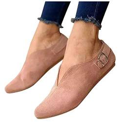 HLIYY Damen Flache Ballerina Slip On Flache Schuhe Pointed-Toe Lässige Geschlossene Ballerinas Klassische Freizeitschuhe Elegante Leichte Mokassins Bequem Halbschuhe Bootsschuhe Low Top Slippers von HLIYY