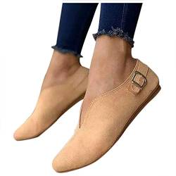 HLIYY Damen Flache Ballerina Slip On Flache Schuhe Pointed-Toe Lässige Geschlossene Ballerinas Klassische Freizeitschuhe Elegante Leichte Mokassins Bequem Halbschuhe Bootsschuhe Low Top Slippers von HLIYY