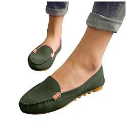 HLIYY Damen Wildleder Flache Schuhe Spitzen Zehen Freizeitschuhe Elegante Leichte Bootsschuhe Klassische Halbschuhe Mokassins Atmungsaktiv Segelschuhe Lässige Flache Ballerina für Frauen von HLIYY