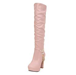 HLIYY Kniehohe Stiefel Damen Frauen Leder Schlupfstiefel Mode Langschaft Stiefel Sexy übers Knie Stiefel Overknee Stiefel Modische Hohe Stiefel Mit hoher Absatz Freizeit Herbst Winter Schuhe von HLIYY