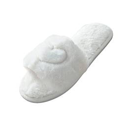 Memory Foam Hausschuhe Damen HLIYY Frauen Offene Zehe Plüsch Warm Pantoffeln Flache Weiche Sohle Filzpantoffeln Kuschelige Rutschfeste Heimschuhe Leise Leicht Beiläufig Winterhausschuhe Slippers von HLIYY