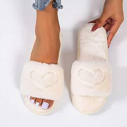 Memory Foam Hausschuhe Damen HLIYY Frauen Offene Zehe Plüsch Warm Pantoffeln Flache Weiche Sohle Filzpantoffeln Kuschelige Rutschfeste Heimschuhe Leise Leicht Beiläufig Winterhausschuhe Slippers von HLIYY