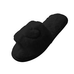 Memory Foam Hausschuhe Damen HLIYY Frauen Offene Zehe Plüsch Warm Pantoffeln Flache Weiche Sohle Filzpantoffeln Kuschelige Rutschfeste Heimschuhe Leise Leicht Beiläufig Winterhausschuhe Slippers von HLIYY