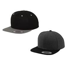 2er Flexfit Snapback Unisex Classic Cap 2-Tone Cap | viele Farbsets | Einheitsgröße | + GRATIS HLKauf Block (Farbe: 1x Black/Silber & 1x Charcoal/Black & 1x HLKauf Block) von HLKauf