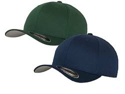 2er Flexfit Unisex Wooly Combed Cap Baseball Caps graue Unterseite S M L XL XXL Basecap Mütze, L/XL, 1x Spruce + 1x Navy + 1x HL-Kauf Notizblock von HLKauf