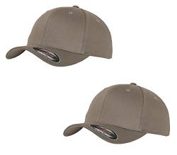 2er Flexfit Unisex Wooly Combed Cap Baseball Caps graue Unterseite S M L XL XXL Basecap Mütze, XS/S, 2X Grau + 1x HL-Kauf Notizblock von HLKauf