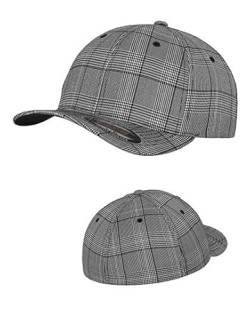 Flexfit Caps Wooly Combed Cap Delta Tartan Glen Unisex Cap Baseball XXS-XXL Basecap Mütze, S-M, 1x Glen Check Black/White & 1x HL-Kauf Notizblock von HLKauf