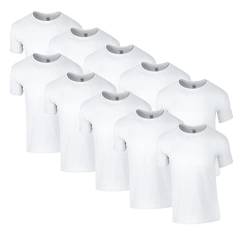 HLKauf 10 Gildan T-Shirts Softstyle Rundhals Ausschnitt M L XL XXL 3XL 4XL 5XL Shirt Herren Baumwolle & GRATIS Block (10x Weiss & 1 HLKauf Block, L) von HLKauf