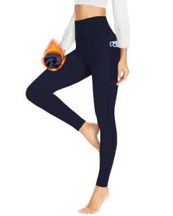 HLTPRO Thermo Leggings Damen Gefüttert Mit Tasche Thermoleggins Fleece Warme Thermounterwäsche Leggings Damen Winter High Waist Lange Sportleggins Yogahose Hose von HLTPRO