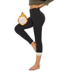 HLTPRO Thermo Leggings Gefütterte Damen Winter mit Teddy Fleece High Waist - Dicke Thermohose Stretch mit Plüsch Flauschige Warm für Outdoor Hause Schwarze L von HLTPRO