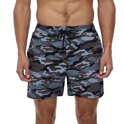 HLVEXH Männer Camouflage Grafik adehose Surfen Badeshorts mit Liner Lustige Badehose Retro Elastic Bund Kordelzug Badeshorts für Herren XL von HLVEXH