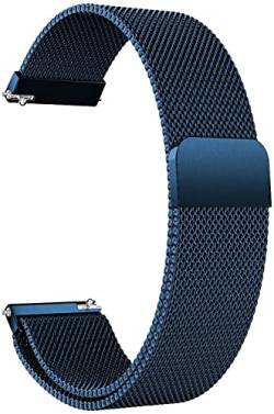 14mm Edelstahl Mesh Uhrenarmband Metall Ersatz Armband Magnetverschluss Smartwatch Mesh Uhrenarmbänder mit Schnellverschluss Watch Uhren Ersatzband Für Damen Herren (Blue) von HLXJR