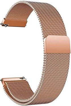 14mm Edelstahl Mesh Uhrenarmband Metall Ersatz Armband Magnetverschluss Smartwatch Mesh Uhrenarmbänder mit Schnellverschluss Watch Uhren Ersatzband Für Damen Herren (Rosegold) von HLXJR