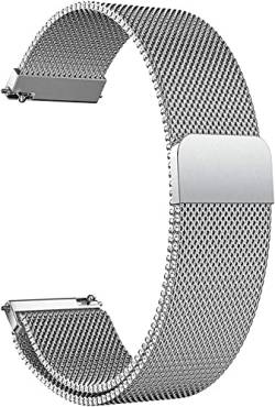 14mm Edelstahl Mesh Uhrenarmband Metall Ersatz Armband Magnetverschluss Smartwatch Mesh Uhrenarmbänder mit Schnellverschluss Watch Uhren Ersatzband Für Damen Herren (Silber) von HLXJR