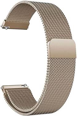 16mm Universal Edelstahl Mesh Uhrenarmband Metall Ersatz Armband Magnetverschluss Smartwatch Mesh Uhrenarmbänder mit Schnellverschluss Watch Uhren Ersatzband Für Damen Herren (Vintagegold) von HLXJR