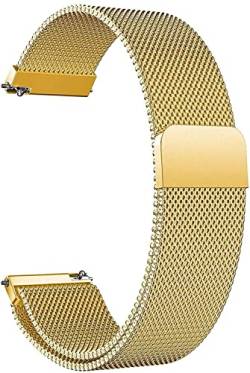 18mm Uhrenarmband, Ersatzband Smart Watch Armband mit Edelstahl Mesh Uhrenarmband Metall Ersatz Armband Magnetverschluss Smartwatch Schnellverschluss Watch Uhren Ersatzband Für Damen Herren (Gold) von HLXJR