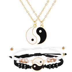 HLenyoy Bester Freund Ketten Armbänder für 2 Matching Yin Yang verstellbare Schnur Armband für Bff Freundschaft Beziehung Freund Freund Freundin (Gold) von HLenyoy