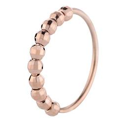 925 Sterling Silber Ringe Drehbar Frauen Rosegold Stapelbare Ringe Männer Fidget Spinner Ringe Dünne Angst Ring mit Perlen von HMCEY